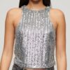 Top senza maniche con paillettes
