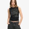 Top senza maniche slim con decorazioni retrò Top senza maniche slim con decorazioni retrò