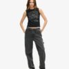Top senza maniche slim con decorazioni retrò Top senza maniche slim con decorazioni retrò