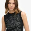 Top senza maniche slim con decorazioni retrò Top senza maniche slim con decorazioni retrò