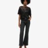 Top trasparente a maniche corte con paillettes
